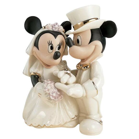 Lenox Disney Minnie's Dream Wedding Cake Topper Figurine Mickey Crystal Ring - Picture 1 of 11